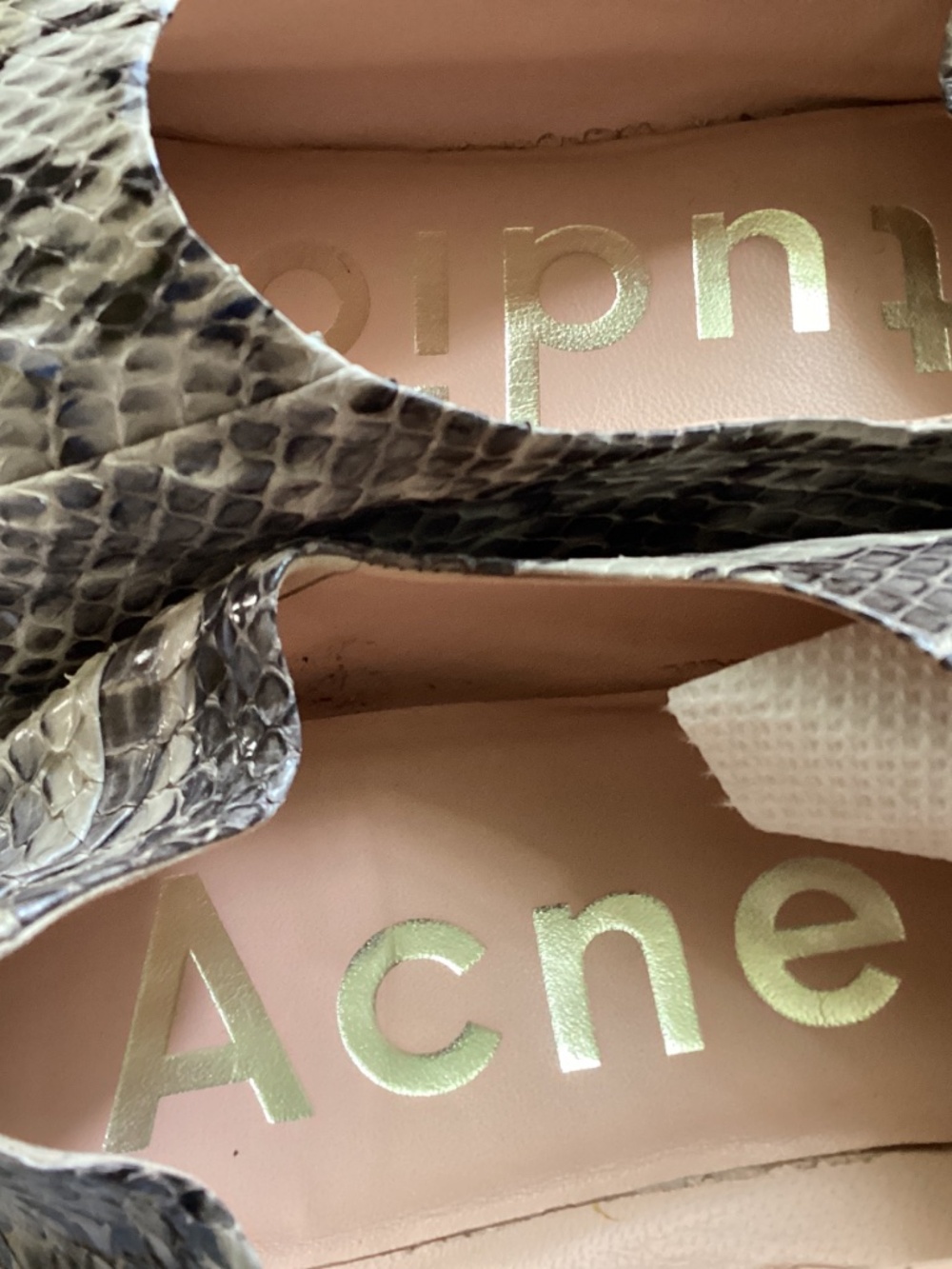 New leather Ganni Snakeskin slide python sz 37 / 6.5 - Picture 2 of 4